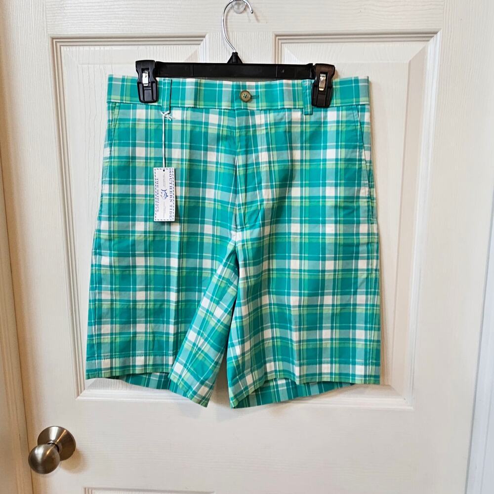 Southern Tide Skipjack Plaid Golf Shorts Men's 30 NWT Key West Green